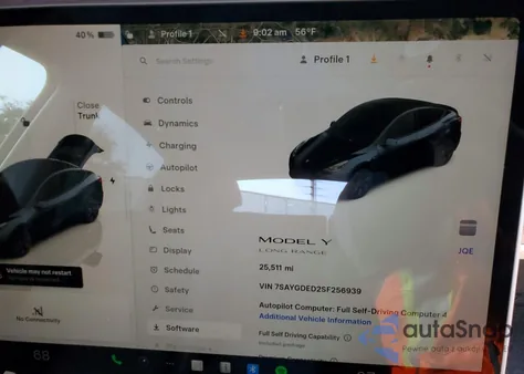 2025 Tesla Model Y from USA, damaged, VIN 7SAYGDED2SF256939